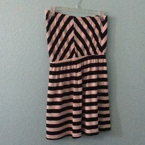 Strapless, mini cotton dress.